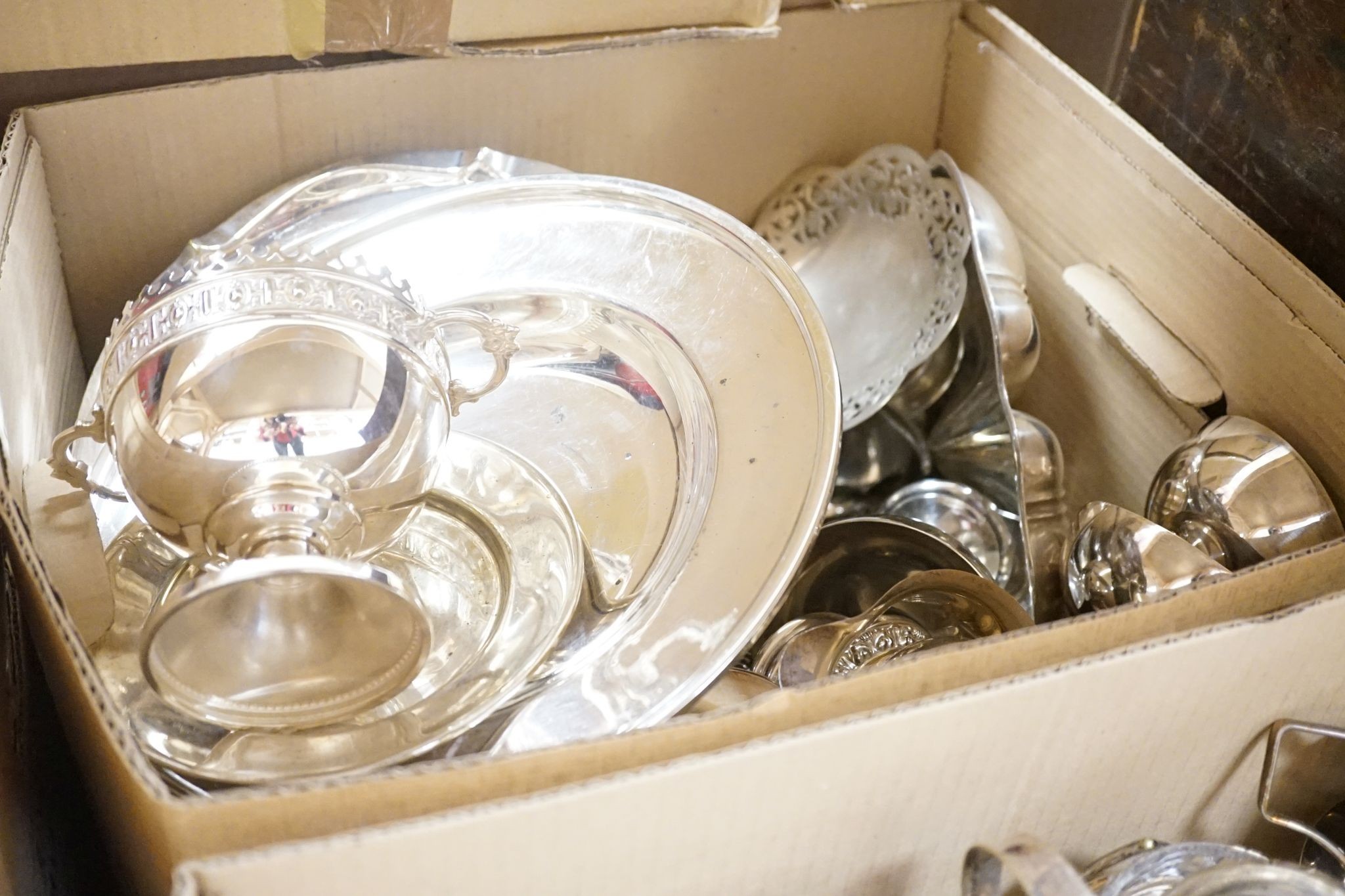 A large quantity of silver plated ware